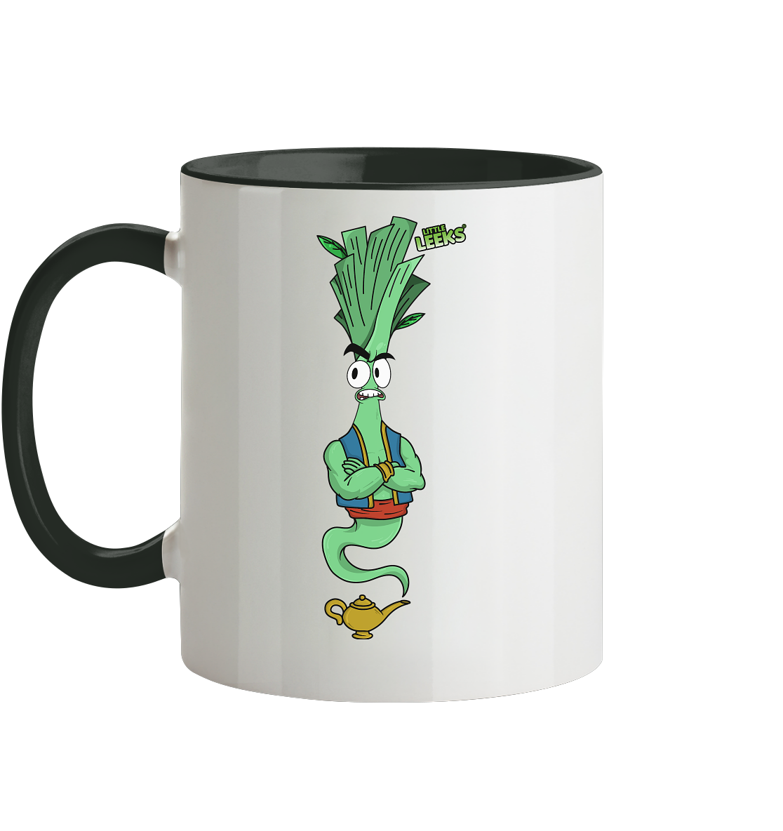 Motiv Little Leeks Nr 43: Lauch aus der Flasche - Tasse zweifarbig