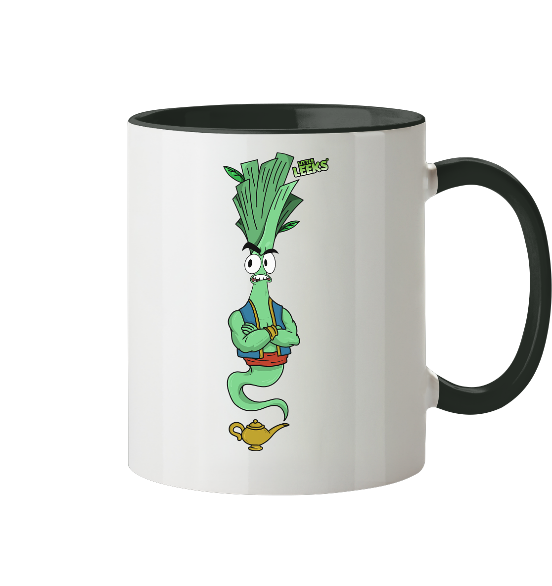 Motiv Little Leeks Nr 43: Lauch aus der Flasche - Tasse zweifarbig